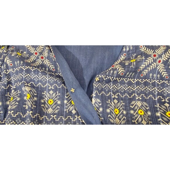 Forever That Girl Anthropologie Blouse Western Boho Cropped Long Sleeve Womens M - Picture 13 of 16